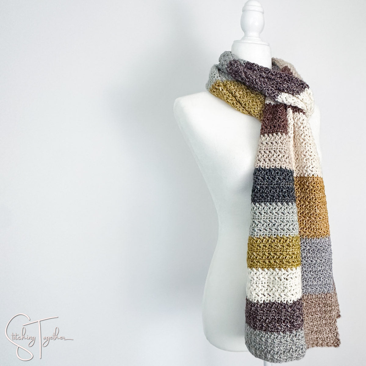 Striped Scarf Crochet Pattern Stitching Together