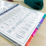 crochet pattern binder with tabs and yarn weights printable