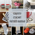 collage image of farmhouse crochet items