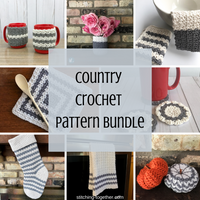 collage image of farmhouse crochet items