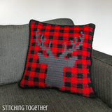buffalo plaid and stag pillow cover