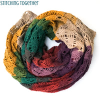 beautiful multicolored crochet scarf in a circle