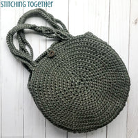 crochet circle bag laying flat