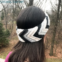 woman wearing chevron crochet headband