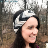 woman wearing chevron crochet headband