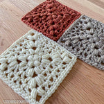 3 crochet granny squares with open stitches