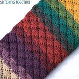 multicolored crochet diamond lace stitch