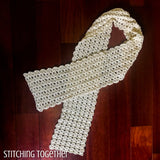 lacy crochet scarf displayed