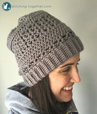 gray crochet slouchy hat 