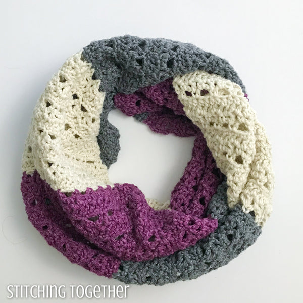 Silky Striped Infinity Scarf Crochet Pattern – Stitching Together